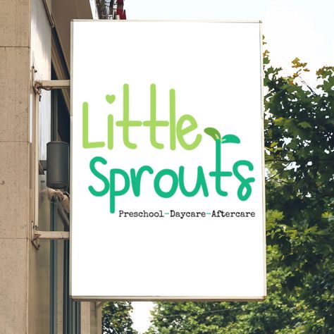 Green Daycare Logo Design Daycare Signage Design, Modern Daycare Design Exterior, Daycare Signs Outdoor, Daycare Names Ideas, Montessori Logo, Modern Daycare Design, Daycare Logo Design, Childcare Logo, Childrens Logo