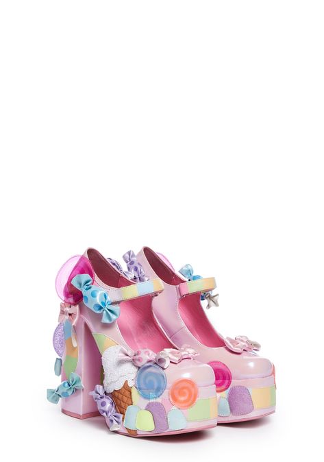 Ice Cream Shoes, Candy Clothes, Dolls Kill Shoes, Candies Shoes, Kawaii Shoes, Funky Shoes, Oc Art, Platform Mary Janes, Oboe