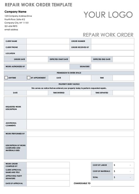 15 Free Work Order Templates | Smartsheet Job Card Template, Mechanics Garage, Order Template, Mechanic Shop, Computer Work, Mechanic Jobs, Service Jobs, Templates Free Design, Ticket Template