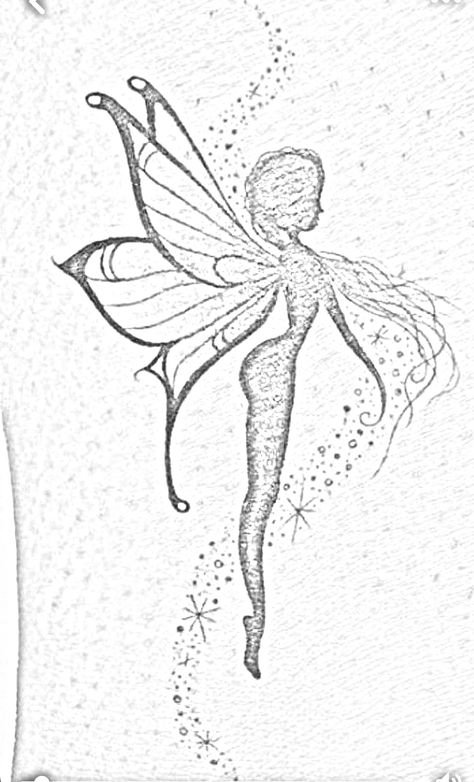 Whimsical Fairy Drawing, Fairy Outline Simple, Fairy Outline, Fairy Drawing Sketches, Fairy Drawing, Easy Fairy Drawing, Fairy Sketch, Fairy Drawings, Drawing Examples