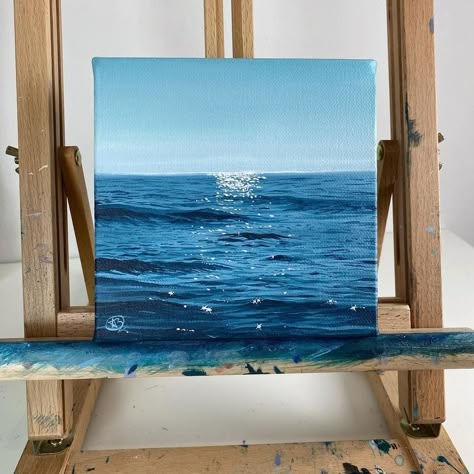 Ocean On Canvas, Paintings Of Sea, Sea Water Painting, Ocean Painting Oil, Art Ocean, Painting Ideas Ocean, How To Paint Waves, Water Paintings, Ocean Oil Painting