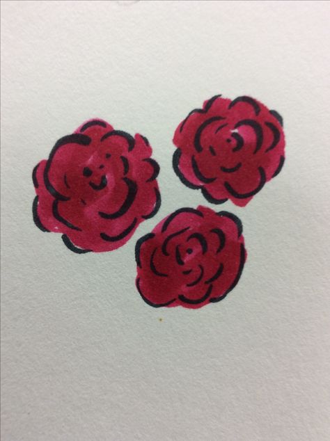 Mini Ideas Drawing, Mini Roses Drawing, Red Drawings Aesthetic Simple, Cute Rose Doodle, Easy Rose Doodle, How To Doodle A Rose, How To Draw Rose Petals, Mini Rose Drawing, Rose Doodle Art