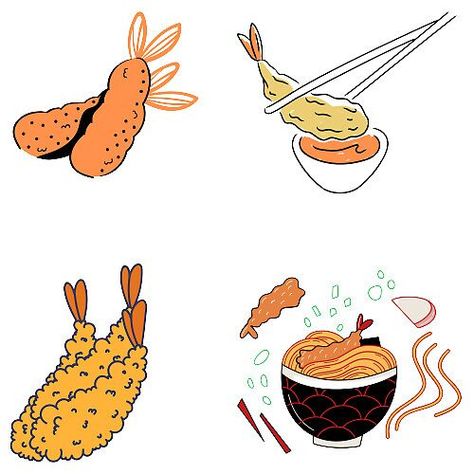 "Tempura art pack" by CinderPress | Redbubble Tempura Drawing, Ebi Tempura, Japanese Vibes, January Art, Shrimp Tempura, Retro Japanese, Winter Inspired, Tempura, Art Stickers