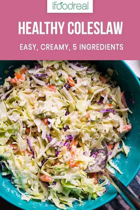 Cole Slaw Healthy Recipe, Coleslaw Recipe No Vinegar, No Sugar Coleslaw Recipe, Healthy Coleslaw Recipe, Recipe With Greek Yogurt, Healthy Coleslaw Recipes, Coleslaw Recipes, Healthy Coleslaw, Greek Yogurt Dressing