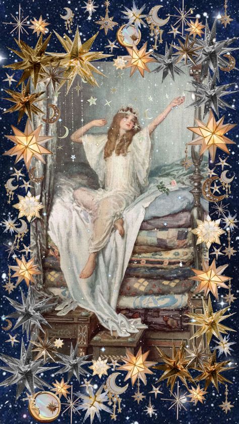 Princess And The Pea#vintage #art #beauty #wallpaper #princess#princessandthepea #stars #stardust #moon #moonaesthetic The Princess And The Pea, Change Is Coming, Princess And The Pea, Princess Core, Beauty Wallpaper, Autumn Aesthetic, The Princess, Stardust, Peas