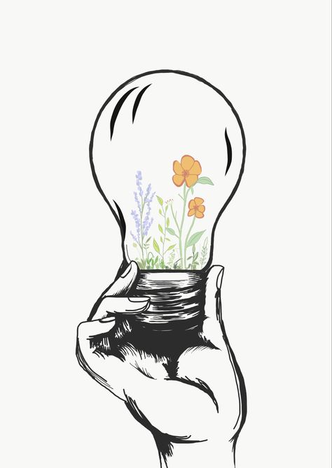 Broken Lightbulb, Bulb Art, Light Bulb Art, Drawing Sticker, Flowers Growing, Drawing Now, Drawing Tips, The Magicians, Light Bulb