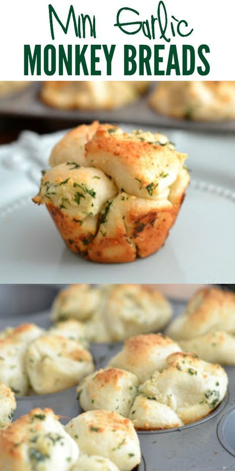 Garlic Monkey Bread, Monkey Bread Muffins, Bread Muffins, Biscuit Bread, Monkey Bread, Muffin Tin, Pull Apart, Bread Recipes Homemade, Biscuit Recipe