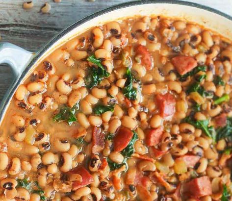 Bring Your Gut Good Luck With These 10 Black-Eyed Peas Recipes | Well+Good Southern Black Eyed Peas Recipe, Blackeyed Pea Recipes, Southern Black Eyed Peas, Blackeyed Peas, Black Eyed Peas Recipe, Hoppin John, Peas Recipe, Southern Traditional, How To Cook Beans