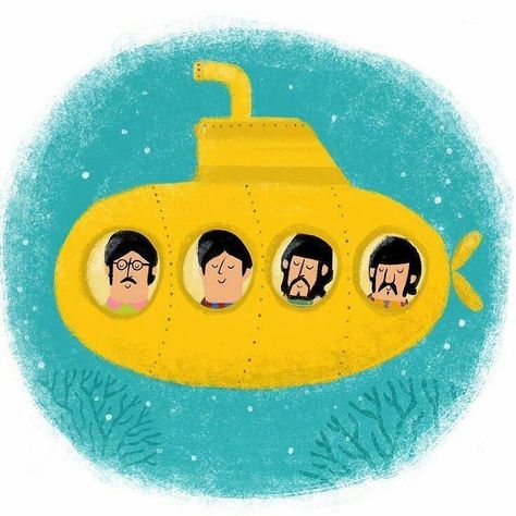 Submarine Costume, Submarine Illustration, Beatles Crafts, Beatles Illustration, Beatles Painting, Yellow Submarine Art, The Yellow Submarine, Submarine Art, Beatles Baby