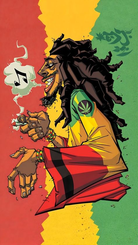 Jah Rastafari Art, Bob Marley Desenho, Bob Marley Cartoon, Rastafari Tattoo, Bob Marley Wallpapers, Rasta Wallpaper, Bob Marley Wallpaper, Iphone Wallpaper Cartoon, Iphone 16 Wallpaper