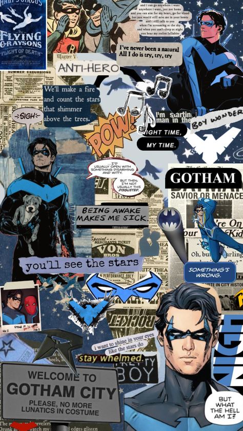 #nightwing #dickgrayson #blue #robin #boywonder #robinnumber1 #asesthetic #ikindahatethisone #batman #fyp #wallpapaer Dc Comics Wallpaper Iphone, Nightwing Wallpaper, Batman Pictures, Dc Comics Wallpaper, Univers Dc, Batman Wallpaper, Dc Comics Artwork, Superhero Wallpaper, Batman And Robin