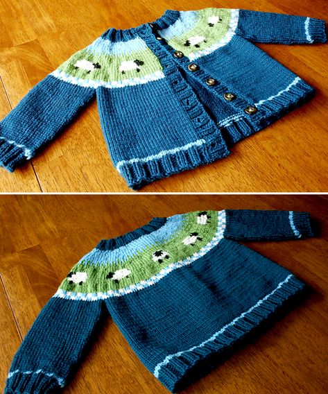 Sheep Yoke Baby Cardigan - Free Knitting Pattern Baby Cardigan Knitting Pattern Free, Kids Knitting Patterns, Baby Cardigan Pattern, Baby Sweater Patterns, Baby Sweater Knitting Pattern, Fair Isles, Knitted Baby Cardigan, Knit Baby Sweaters, Baby Cardigan Knitting Pattern