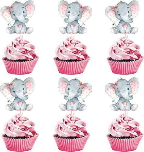 Amazon.com: Double Sided Pink Elephant Cupcake Toppers It Is A Girl Baby Shower Cupcake Picks Decoration Baby Girl Birthday Party Supplies,Set of 24 : Grocery & Gourmet Food Girl Elephant Baby Shower Ideas, Baby Shower Cupcakes Girl, Elephant Baby Shower Theme Girl, Elephant Cupcake Toppers, It Is A Girl, Baby Girl Birthday Party, Baby Shower Cupcakes For Girls, Elephant Cupcakes, Elephant Baby Shower Theme