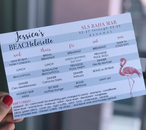 Bahamas Bachelorette Itinerary, Bahamas Bachelorette Party, Bahamas Bachelorette, Nyc Breakfast, Beach Bach, Party Itinerary, Bachelorette Party Itinerary, Bachelorette Planning, Bachelorette Itinerary