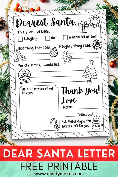 Dear Santa Letter Printable Free, Santa Letter Template Free Printable, Santa Claus Letter Template, Free Santa Letter Template, Santa Letter Writing, Letter Writing For Kids, Free Printable Santa Letters, Letter To Santa Template, Letter To Santa Printable