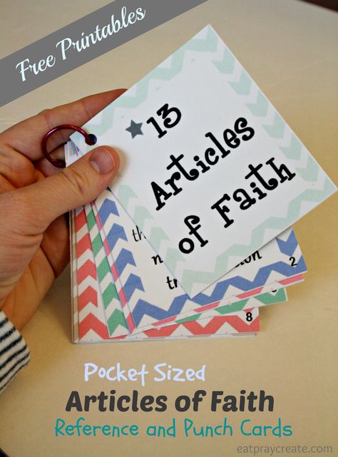 I’m so excited to share these simple but cute Pocket Sized Article of Faith Reference Cards with all of you. Also included is an ‘I know my Articles of Faith’ punch card! I serve in the Primary at my church and these make a perfect gift for the children. They would also make a great gift for the Young Women in your ward. Enjoy! Download your Free Printables here…Printable Articles of Faith Cards Once you have downloaded and printed your files (you will need a  {Read More} Finishing Garage, 8 Is Great, 13 Articles Of Faith, Garage Stairs, Primary Activity, Activity Day Girls, Fhe Lessons, Primary Ideas, Primary Activities