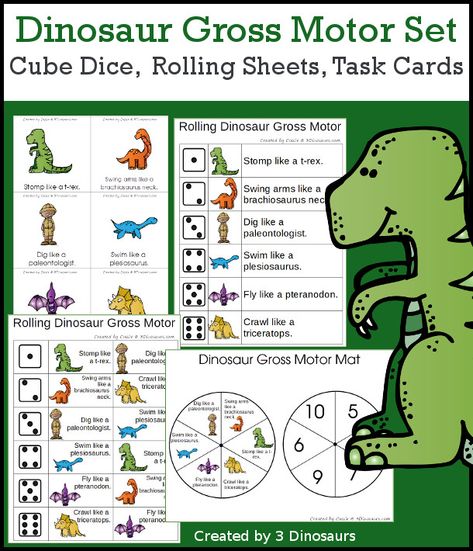 Stomping Dinosaur Gross Motor Dice | 3 Dinosaurs Dinosaur Gross Motor, Dinosaur Theme Preschool, 3 Dinosaurs, Dinosaurs Preschool, Dinosaur Games, Childrens Library, Gross Motor Activities, Dinosaur Crafts, Motor Skills Activities