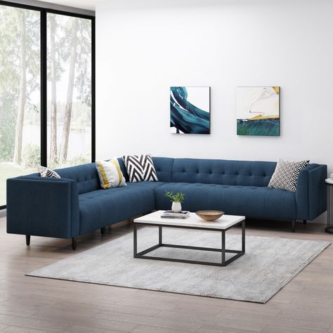 L Shaped Sofa Designs, Contemporary Sectional Sofa, Blue Couch, 3 Piece Sectional Sofa, Contemporary Sectional, Fabric Sectional Sofas, Unique Sofas, Living Room Sofa Set, Living Room Sofa Design