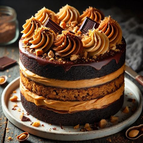 Peanut Butter Chocolate Cake 😍 Peanut Butter Chocolate Cake Recipe, Peanut Butter Cake Recipe, Peanut Butter Chocolate Cake, Butter Chocolate Cake, Milk Chocolate Cake, Delish Cakes, Pumpkin Spice Cheesecake, Whole Cake, Chocolate Peanut Butter Cake