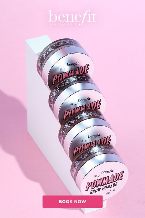 Benefit Cosmetics' POWmade Brow Pomade has a waterproof, smudge-proof formula that won't dry out. POWmade is made to fill, sculpt and define brows lasting 36 hours. It has a built-in brush wiper for a clean, controlled application. Brows Products, Studio Product Photography, Eyebrow Pomade, Neutral Blonde, Sample Box, Brow Definer, Brow Pomade, Fancy Makeup, Eyebrow Brush