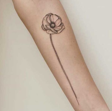 Tattoo On Side Of Hand, Forearm Tattoo Designs, Poppy Flower Tattoo, Small Sister Tattoos, Outer Forearm Tattoo, Places To Get Tattoos, Flower Tattoo On Side, Small Forearm Tattoos, Rune Tattoo