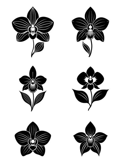 Orchid Silhouette, Orchid Vector, Orchid Illustration, Orchid Drawing, Polymer Clay Patterns, Coffee Brands, Orchid Design, Clay Patterns, Flower Line Drawings