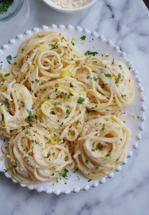 Spaghetti Limone Nests Spaghetti Lemon, Spaghetti Limone, Pasta Nests, Pasta Table, Italian Parsley, Easy Spaghetti, Pasta Pot, Pasta Dinners, Yummy Casseroles