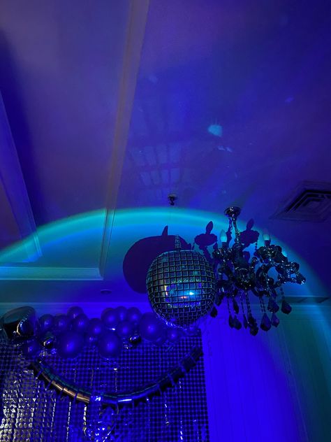 Midnight Themed Birthday, Blue Euphoria Party, Midnight Blue Theme Party, Blue Birthday Astethic, Saturno Theme Party, Blue Aesthetic Birthday Decor, Midnight Birthday Party Theme, Universe Party Theme, Saturno Birthday Party