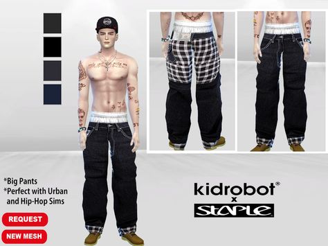 McLayneSims' Money Talk Hip-Hop Jeans Ts4 Male Cc, Cc Male Clothes, Rap Clothes, 2000s Boys, Sims 4 Men Clothing, Ts4 Clothes, Sims 4 Male Clothes, Sims 4 Decades Challenge, Male Sims