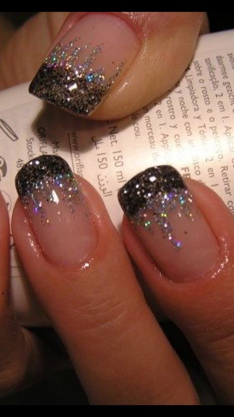 Nails With Glitter, Nail Designs, Nail Art, Glitter, Nails, Black, Art, Nail Arts