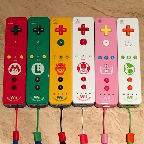 Nintendo Wii Character Remote Collection Wii Characters, Video Game Controllers, Wii U Games, Wii Remote, Nintendo Switch Accessories, Wii Games, Game Controllers, Nintendo Switch Games, Game Room Design