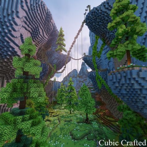 Two cliff faces on either side form a serene and calm valley, brimming with life and vibrancy. This landscape opens up to reveal a vibrant expanse. Cliff Face Minecraft, Cliff Face, Open Up, Minecraft