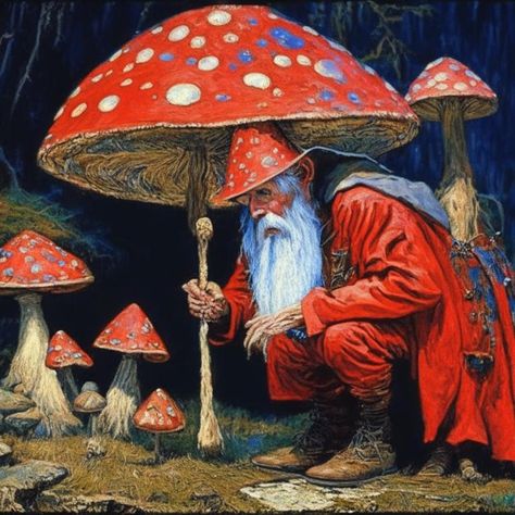 Fantasy Faction, Alchemy Art, Amanita Muscaria, Elves And Fairies, My Fantasy World, Fairytale Illustration, Vintage Fairies, Fantasy Paintings, Fairytale Art