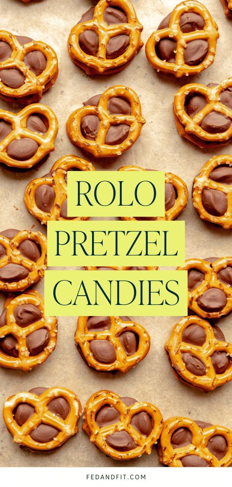 These 2-ingredient Rolo pretzels are the perfect easy-button sweet treat for any occasion! Rollo Pretzels, Rolo Pretzel Treats, Rolo Dessert, Magic Cookie Bar Recipe, Chocolate Walnut Fudge, Rolo Pretzels, Rolo Cookies, Easy Christmas Candy Recipes, Pretzel Treats