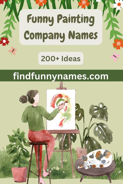 Are you ready for a laugh? Look no further than our collection of hilarious painting company names! From puns to clever wordplay, these names are sure to bring a smile to your face. Whether you're a professional painter or just a fan of funny business names, you'll find plenty of inspiration here. #FunnyPaintingNames #PaintingBusinessNames #LaughOutLoudPainting #PunnyPaintingCompany Funny Business Names, Painting Business, Funny Painting, Funny Paintings, Funny Names, Paint Companies, Professional Painters, You Funny, Bones Funny