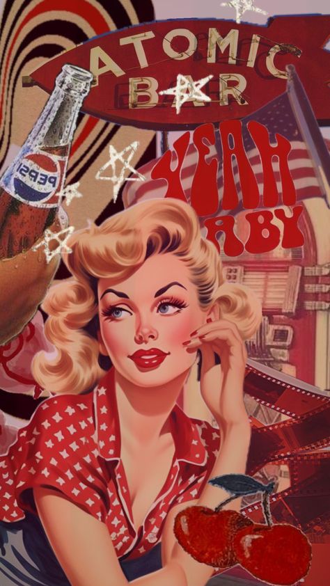 #red #retro #vintage #vintageposter #pepsi 50s Pulp Art, Pulp Art Wallpaper, Spring Recruitment, 50s Art, Vintage Retro Art, Vintage Pop Art, Vintage Pop, Rat Pack, Retro Pin Up