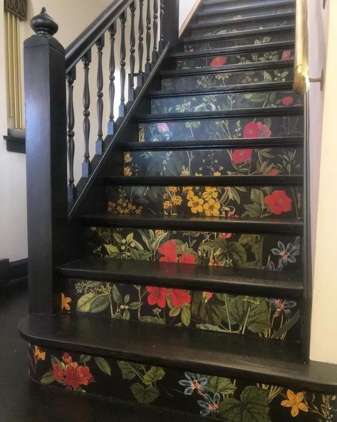 33 Stair Riser Ideas to Instantly Elevate Any Space Closed Staircase, Whimsical Bedroom, Whimsical Cottage, Staircase Makeover, Staircase Decor, Whimsical Home, Whimsical Decor, House Remodel, Dream House Interior