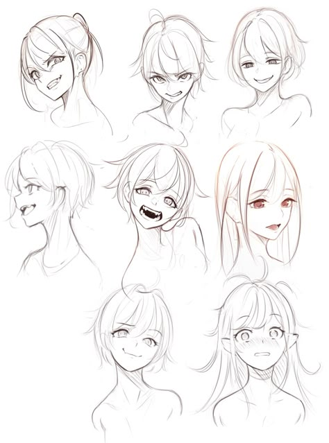 Art Anatomy, Drawing Face Expressions, 얼굴 드로잉, Anime Illustration, 얼굴 그리기, Illustration Ideas, Anime Expressions, Drawing Expressions, Figure Drawing Reference