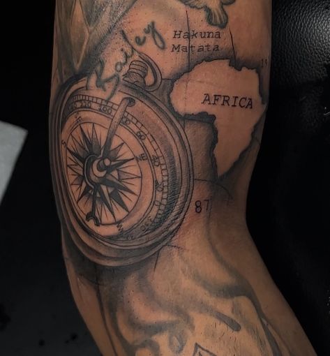 #Africatatoo #compass Arm Tattoo, Compass, Tattoos, Quick Saves, Arm Tattoos