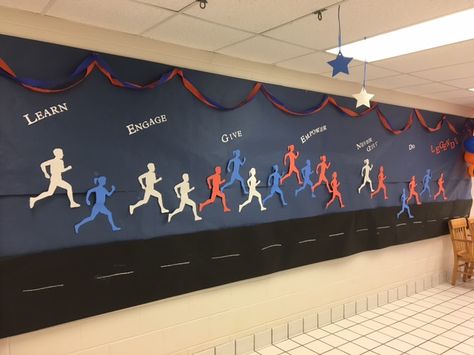 Apex Fun Run Decorations, Pep Rally Decorations Gym, Apex Fun Run, Pta Fundraising, Backdrop Diy, Pep Rally, Diy Backdrop, School Inspiration, Fun Run