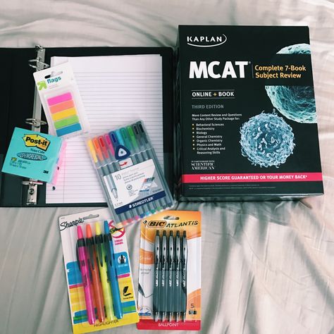 preparing to study for the mcat Med School Supplies, Medical School Supplies, Mcat Prep Aesthetic, Mcat Study Notes, Pre Med Aesthetic, Study Motivation Doctor Med School, Mcat Studying Aesthetic, Mcat Study Aesthetic, Romantizing Med School