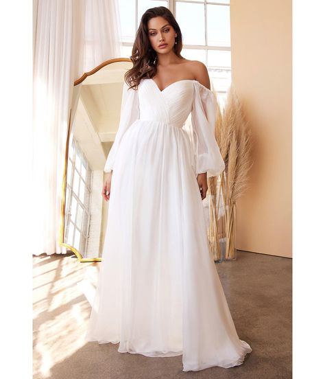 White Chiffon Sweetheart Bridal Goddess Gown – Unique Vintage Wedding Party Robes, Ethereal Wedding Dress, Sweetheart Bridal, Long Sleeve Chiffon Dress, Cinderella Divine, Chiffon Wedding Dress, Royal Brides, Dress Item, Chiffon Gown