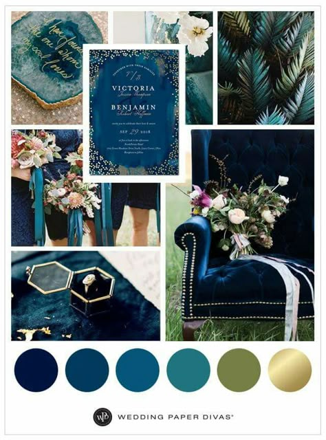 Wedding Paper Divas Teal Color Schemes, Wedding Color Scheme, Wedding Themes Fall, Foil Wedding Invitations, Wedding Palette, Wedding Theme Colors, Sapphire Wedding, Theme Color, Wedding Color Palette