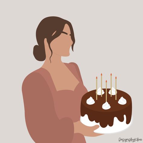 Birthday Girl Illustration, Girl Illustration Art, Blowing Out Candles, Me Cover Instagram Highlight, Birthday Cake Illustration, Me Highlight Cover Instagram Aesthetic, Pastel Highlights, Happy Birthday Illustration, Digital Portrait Illustration