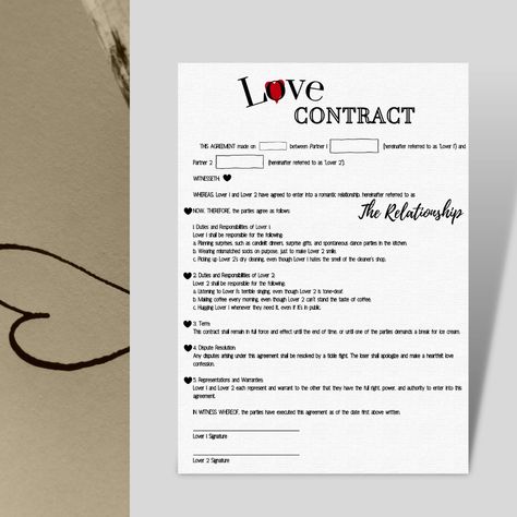 Love Contract, Relationship Contract, Blue Acrylic Nails, Love Signs, Printable Gift, Just Giving, Love Letters, Wedding Signs, Valentine Day Gifts