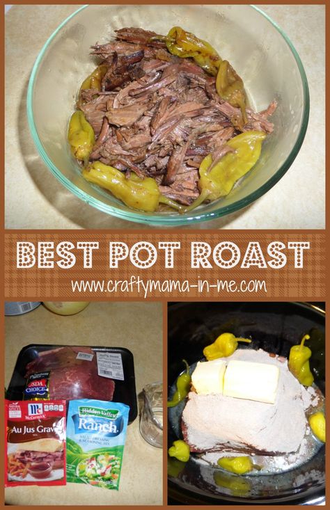 Best Pot Roast - Crafty Mama in ME! Pepperchini Roast, Recipes With Roast Beef, Recipes With Roast, Pot Roast Mississippi, Crockpot Roast Beef Recipes, Best Crockpot Roast, Beef Crock Pot, Roast Mississippi, The Best Pot Roast