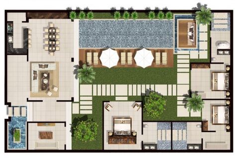 Premium Villas | Chandra Bali Villas |Premium Pool Villas Tropical House Plans, Balinese Villa, Resort Design Plan, Site Plan Design, Beach House Flooring, Bali Architecture, Bali Villas, Bali Resort, Bali House