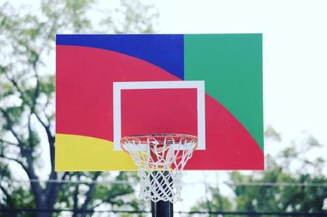 Project Backboard- Transforming Basketball Courts into Art Basketball Court Design, Memphis City, Basketball Backboard, Basketball Courts, Playground Ideas, Into Art, Basketball Player, Chicago Cubs Logo, Ping Pong