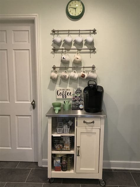 Bar In Small Space, Mini Coffee Bar Small Spaces, Coffee Wine Station, Cofee Bar, Coffee Tea Station, House Apartment Ideas, Wine Station, Coffee Area, Diy Coffee Bar