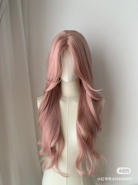 Outfits For Strawberry Blonde Hair, Pink Cosplay Wig, Light Pink Hair Aesthetic, Pastel Pink Curly Hair, Light Pink Wig, Stylist Aesthetic, Pink Backround, Coquette Strawberry, Dr Mundo